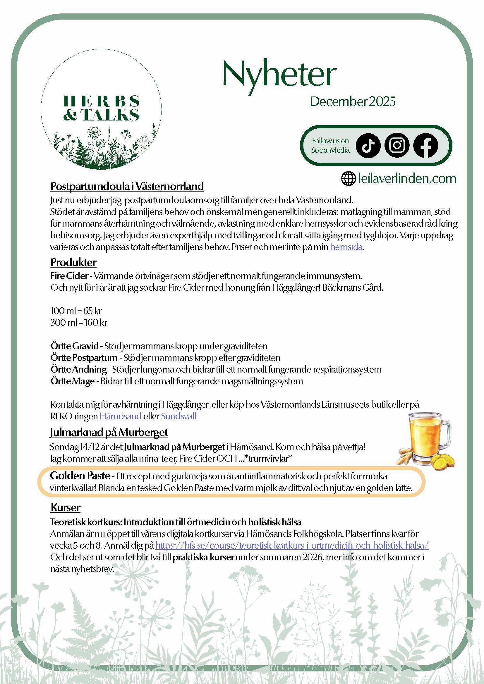 Herbs & Talks - Nyhetsbrev December 2025